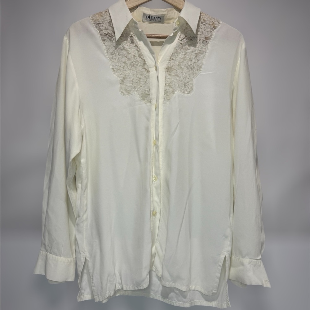 Olsen Collection White Lace Detail Blouse